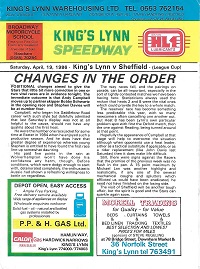 King's Lynn v Sheffield, 19th April 1986